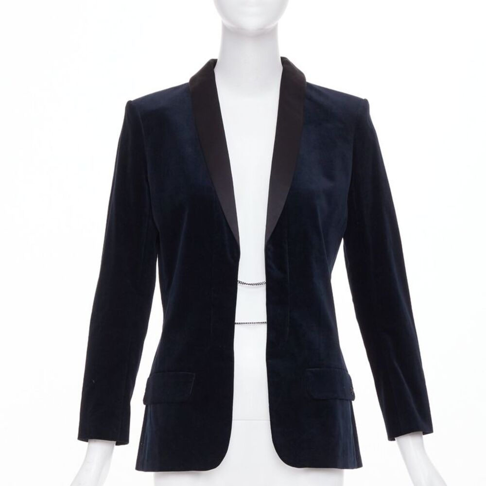 Chanel velvet satin shawl lapel tuxedo jacket